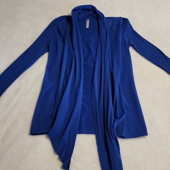Fabletics Astoria Shrug Cobalt Blue Open Front Waterfall Cardigan Size XS - Picture 1 of 7